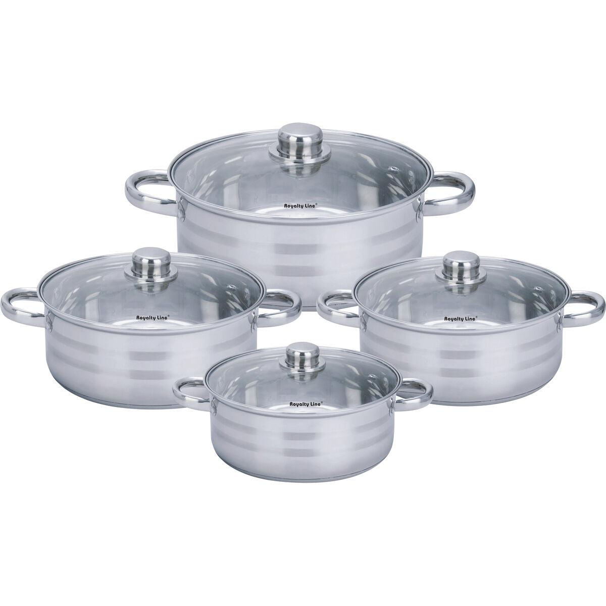 Pot with Glass Lid Royalty Line SP8 Steel 8 Pieces-0