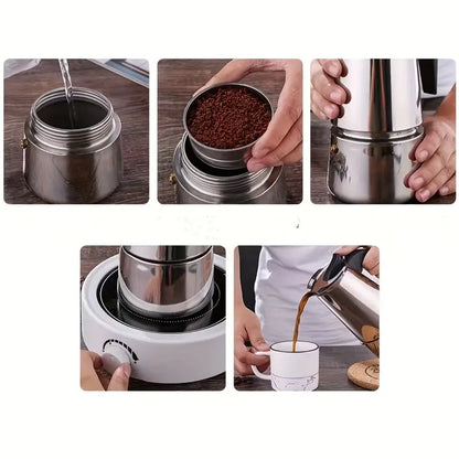 Italian Moka Pot Stainless Steel Coffee Maker