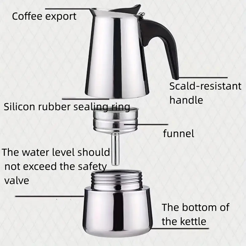Italian Moka Pot Stainless Steel Coffee Maker