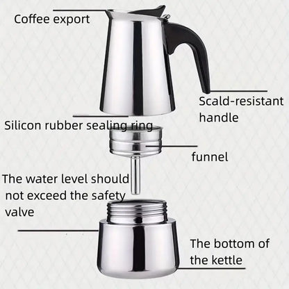 Italian Moka Pot Stainless Steel Coffee Maker
