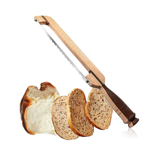 AAEJE Wooden Bow Bread Knife - 16.8 Inch Bread Knife for Slicing Homemade Bread & Sourdough Slicing Knife with Protective Cover - 1 Pcs