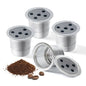 4 Pack Stainless Steel Reusable K Cups for K eurig Supreme & Supreme Plus Five Hole Universal K-eurig Reusable Refillable coffee pod filter
